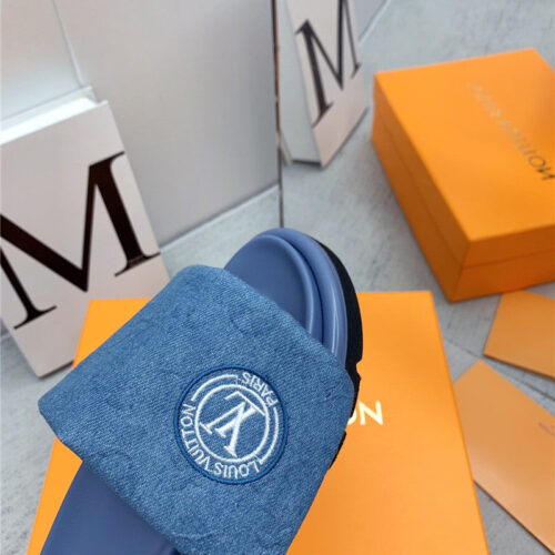High Quality Luxury Louis Vuitton Denim Platform Slippers – Style 71619 product detail