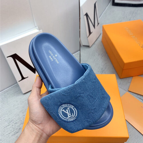 High Quality Luxury Louis Vuitton Denim Platform Slippers – Style 71619 product detail
