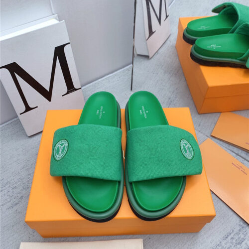 High Quality Luxury Louis Vuitton Denim Platform Slippers – Style 33763 alternate view