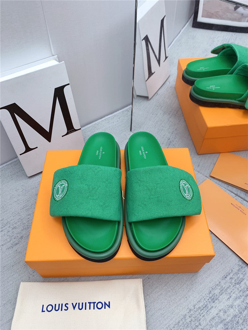 High Quality Luxury Louis Vuitton Denim Platform Slippers – Style 33763 product detail