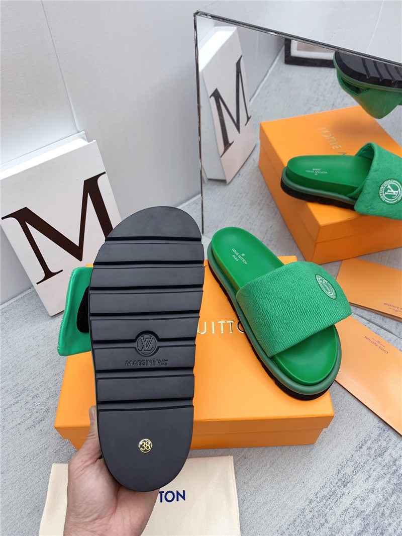 High Quality Luxury Louis Vuitton Denim Platform Slippers – Style 33763 product detail