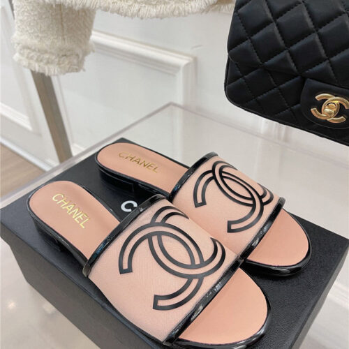 High Quality Luxury Chanel Classic Flat Logo Slippers – Style 55590