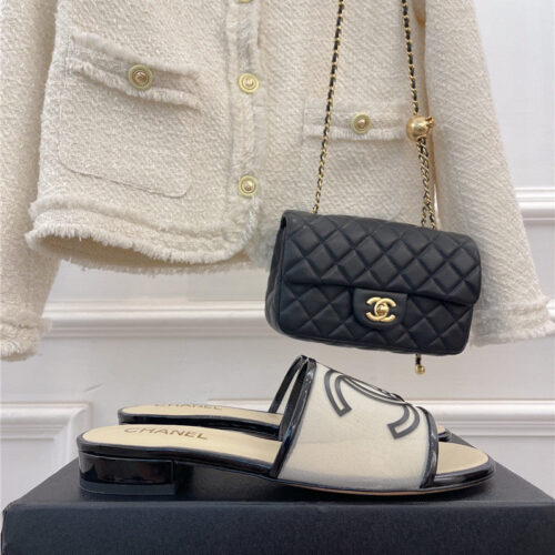High Quality Luxury Chanel Classic Flat Logo Slippers