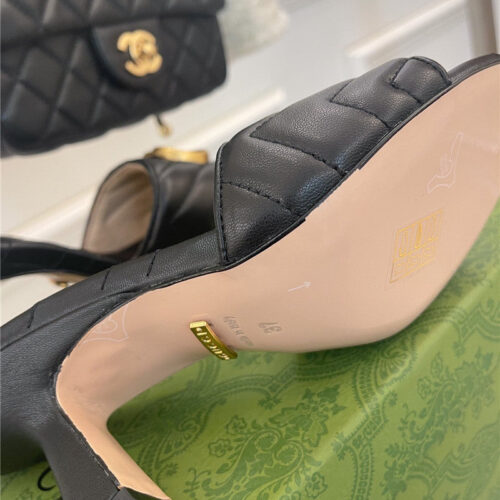 High Quality Luxury Gucci GG Buckle High Heel Slippers – Style 37267 product detail