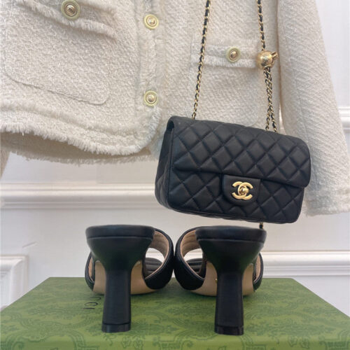 High Quality Luxury Gucci GG Buckle High Heel Slippers – Style 37267 product detail