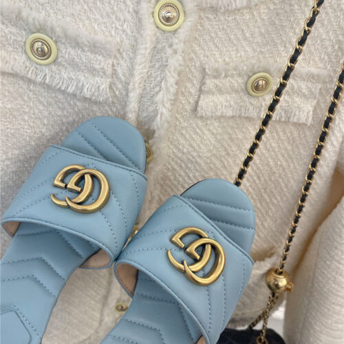High Quality Luxury Gucci GG Buckle High Heel Slippers – Style 38963 product detail