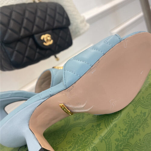 High Quality Luxury Gucci GG Buckle High Heel Slippers – Style 38963 product detail