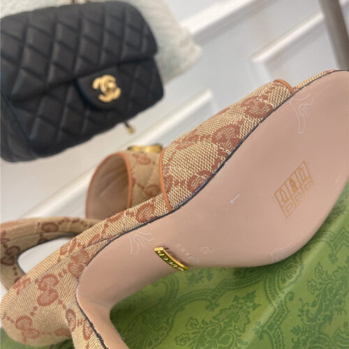 High Quality Luxury Gucci GG Buckle High Heel Slippers – Style 12979 product detail