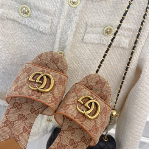 High Quality Luxury Gucci GG Buckle High Heel Slippers – Style 12979 product detail