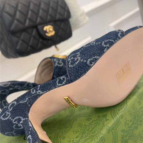 High Quality Luxury Gucci GG Buckle High Heel Slippers product detail