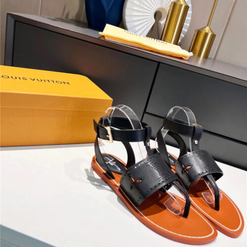 High Quality Luxury Louis Vuitton Lock It Flat Mules Sandals – Style 25155