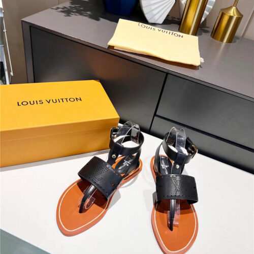High Quality Luxury Louis Vuitton Lock It Flat Mules Sandals – Style 25155 alternate view