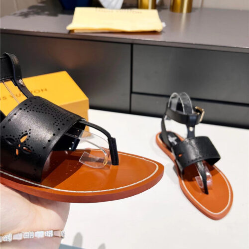 High Quality Luxury Louis Vuitton Lock It Flat Mules Sandals – Style 25155 product detail