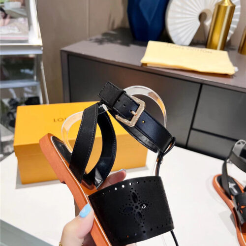 High Quality Luxury Louis Vuitton Lock It Flat Mules Sandals – Style 25155 product detail