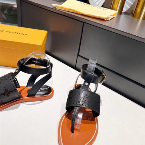 High Quality Luxury Louis Vuitton Lock It Flat Mules Sandals – Style 25155 product detail