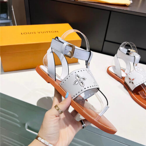 High Quality Luxury Louis Vuitton Lock It Flat Mules Sandals – Style 92387 product detail