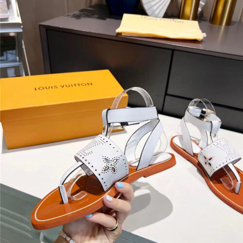 High Quality Luxury Louis Vuitton Lock It Flat Mules Sandals – Style 92387 product detail