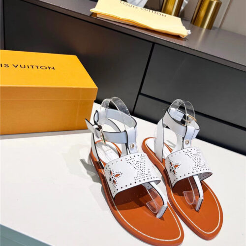 High Quality Luxury Louis Vuitton Lock It Flat Mules Sandals – Style 92387