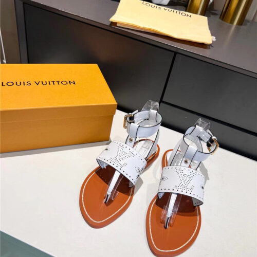 High Quality Luxury Louis Vuitton Lock It Flat Mules Sandals – Style 92387 alternate view
