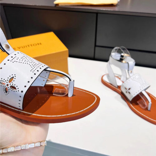 High Quality Luxury Louis Vuitton Lock It Flat Mules Sandals – Style 92387 product detail