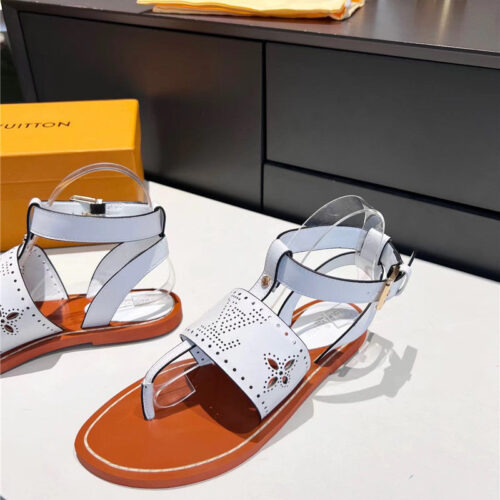 High Quality Luxury Louis Vuitton Lock It Flat Mules Sandals – Style 92387 product detail