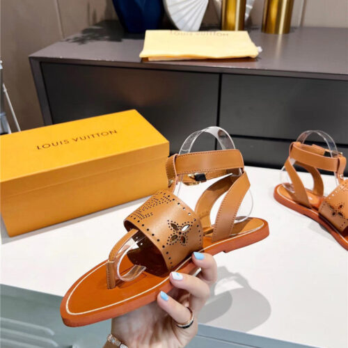 High Quality Luxury Louis Vuitton Lock It Flat Mules Sandals – Style 59619 product detail