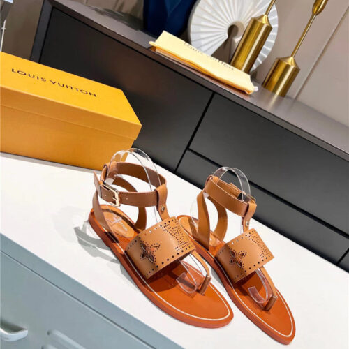 High Quality Luxury Louis Vuitton Lock It Flat Mules Sandals – Style 59619