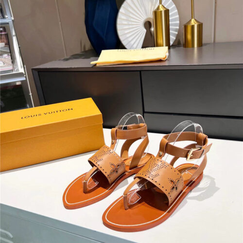 High Quality Luxury Louis Vuitton Lock It Flat Mules Sandals – Style 59619 product detail