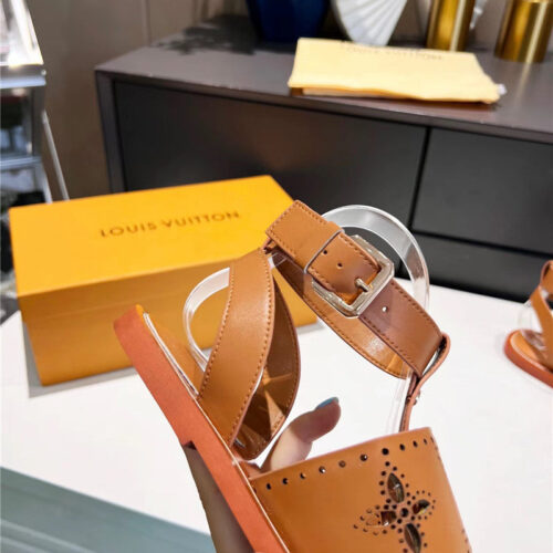 High Quality Luxury Louis Vuitton Lock It Flat Mules Sandals – Style 59619 product detail