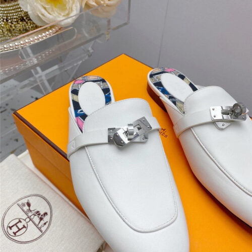 High Quality Luxury Hermes Kelly Gold Buckle Slippers product detail