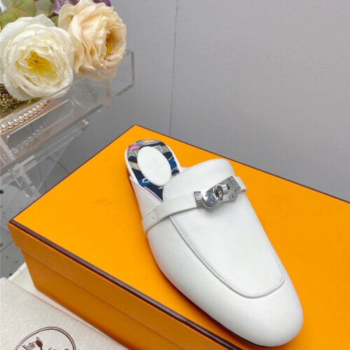 High Quality Luxury Hermes Kelly Gold Buckle Slippers product detail