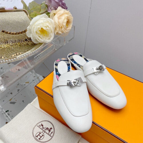 High Quality Luxury Hermes Kelly Gold Buckle Slippers alternate view