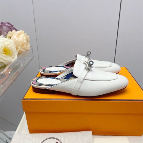 High Quality Luxury Hermes Kelly Gold Buckle Slippers