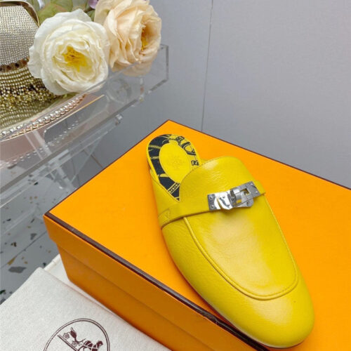High Quality Luxury Hermes Kelly Buckle Flat Slippers – Sizes 35–41 product detail
