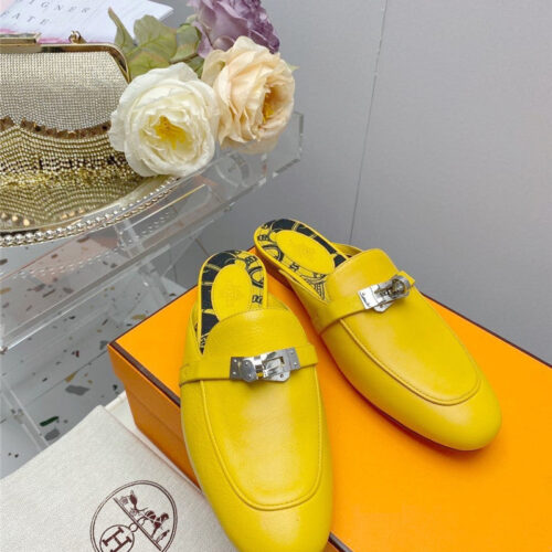 High Quality Luxury Hermes Kelly Buckle Flat Slippers – Sizes 35–41 product detail