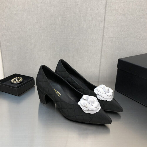 High Quality Luxury Chanel Chunky Heel Pointed Toe Shoes – Style 52998
