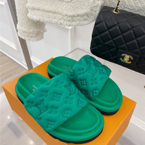 High Quality Luxury Louis Vuitton Velcro Platform Slippers