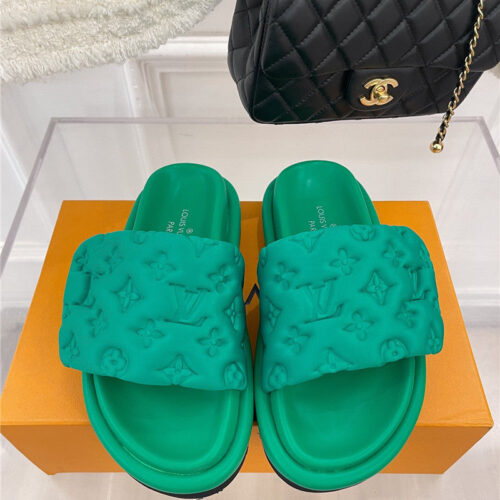 High Quality Luxury Louis Vuitton Velcro Platform Slippers alternate view