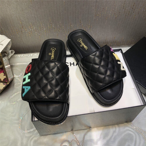 High Quality Luxury Chanel Embroidery Thick Bottom Hook And Loop Slippers – Style 77862 alternate view