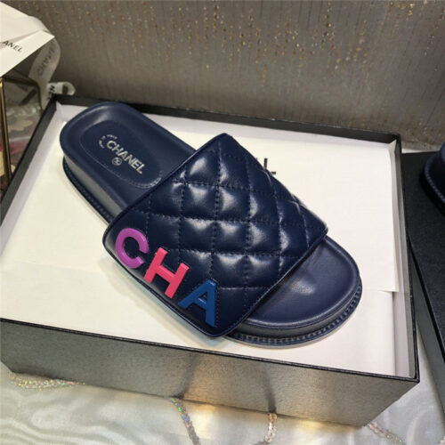 High Quality Luxury Chanel Embroidery Thick Bottom Hook And Loop Slippers – Style 41702 product detail