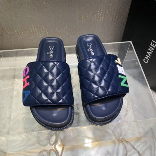 High Quality Luxury Chanel Embroidery Thick Bottom Hook And Loop Slippers – Style 41702 product detail