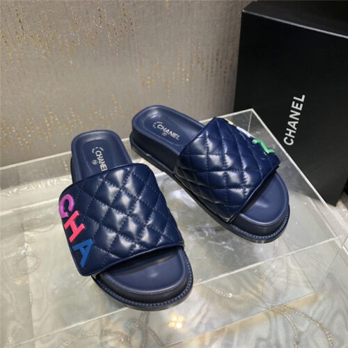 High Quality Luxury Chanel Embroidery Thick Bottom Hook And Loop Slippers – Style 41702