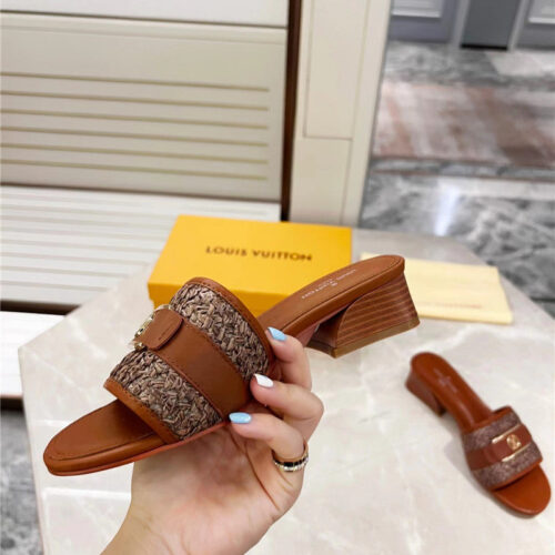 High Quality Luxury Louis Vuitton Chunky Heel Slippers – Style 24803 product detail