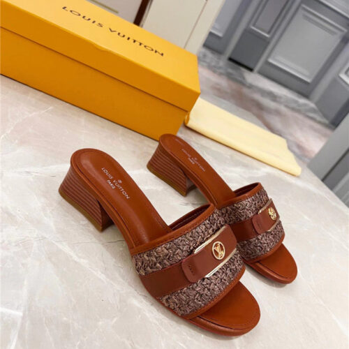 High Quality Luxury Louis Vuitton Chunky Heel Slippers – Style 24803