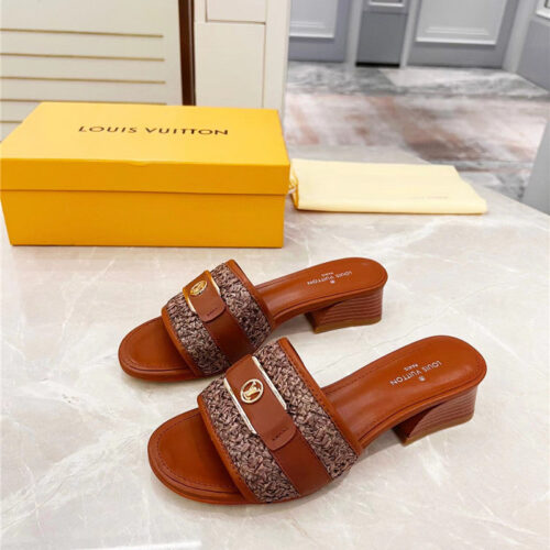 High Quality Luxury Louis Vuitton Chunky Heel Slippers – Style 24803 product detail