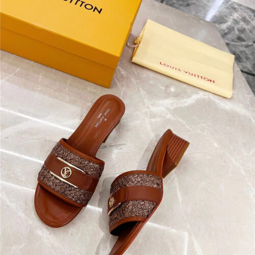 High Quality Luxury Louis Vuitton Chunky Heel Slippers – Style 24803 product detail