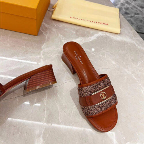 High Quality Luxury Louis Vuitton Chunky Heel Slippers – Style 24803 product detail