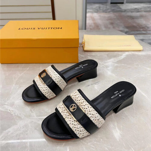 High Quality Luxury Louis Vuitton Chunky Heel Slippers alternate view