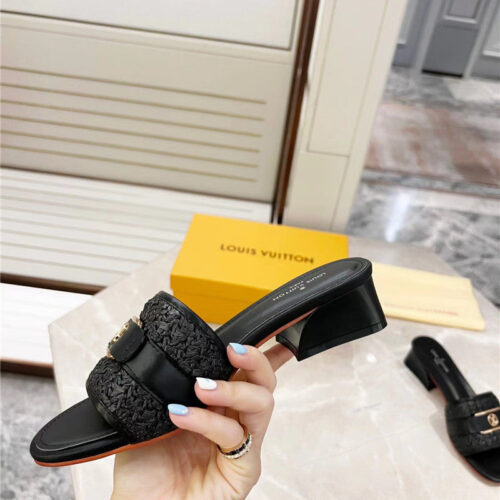High Quality Luxury Louis Vuitton Chunky Heel Slippers – Style 26499 product detail