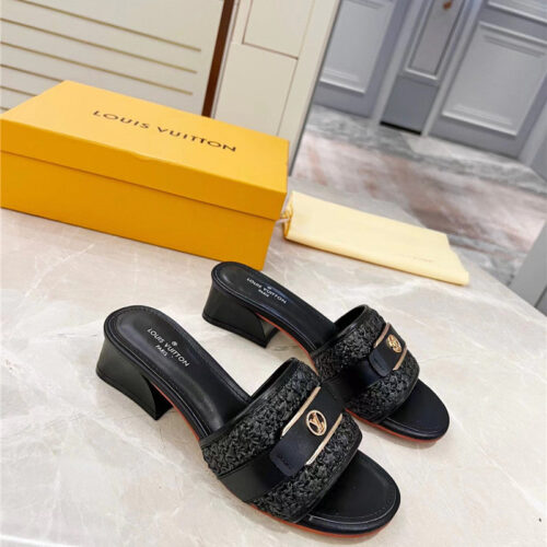 High Quality Luxury Louis Vuitton Chunky Heel Slippers – Style 26499
